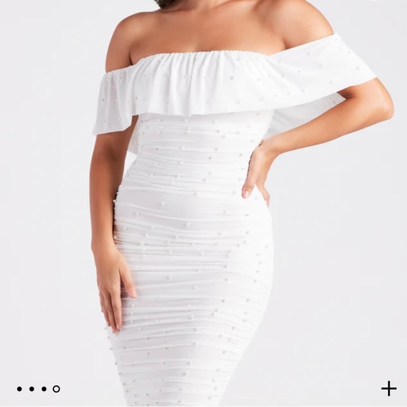 NWT Faux Pearl Off-The-Shoulder Dress - Picture 3 of 7